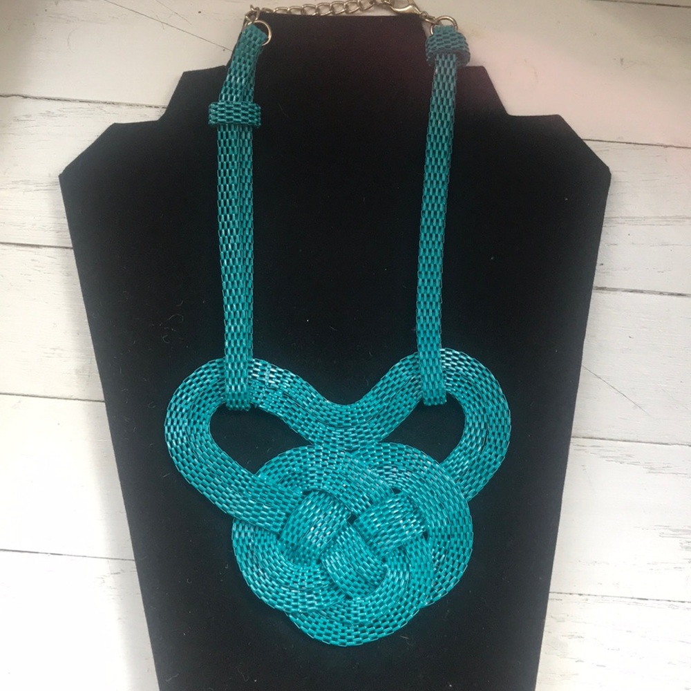 Teal chain statement necklace